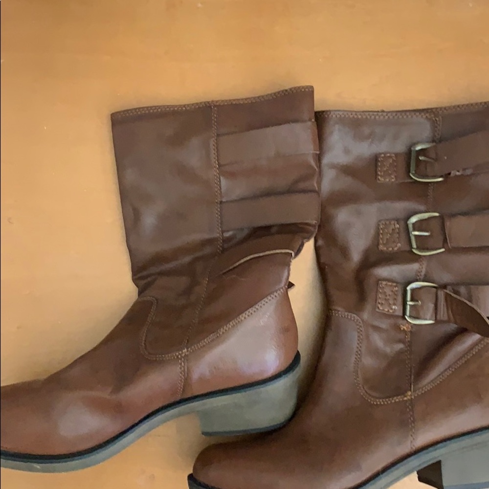 Faux leather mid shaft boots